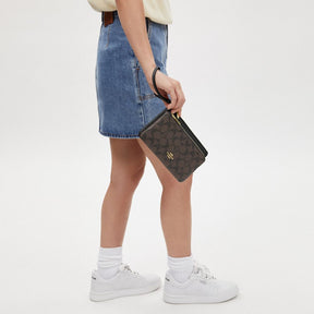 Double Zip Wallet In Signature Canvas
