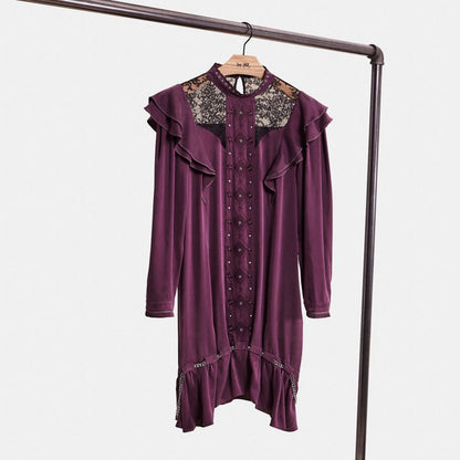 Restored Long Sleeve Dress With Ruffle Trim