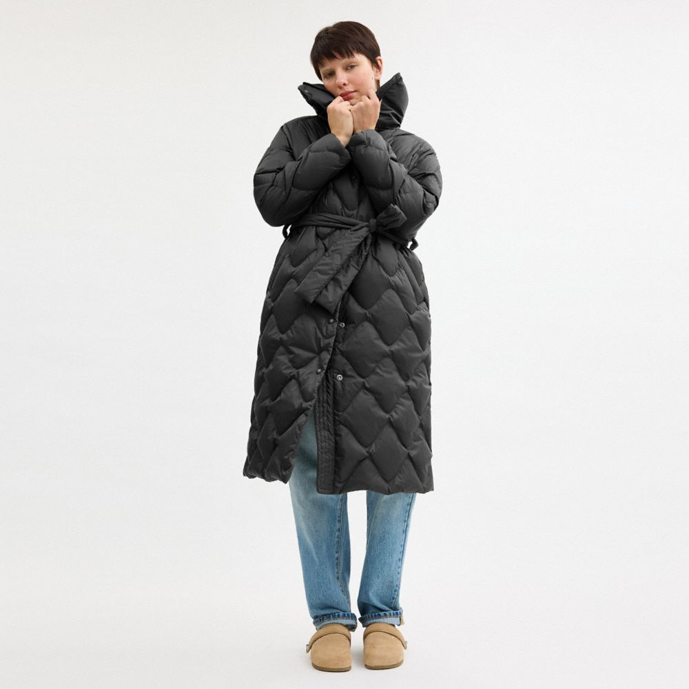 Quilted Long Puffer In Recycled Polyamide