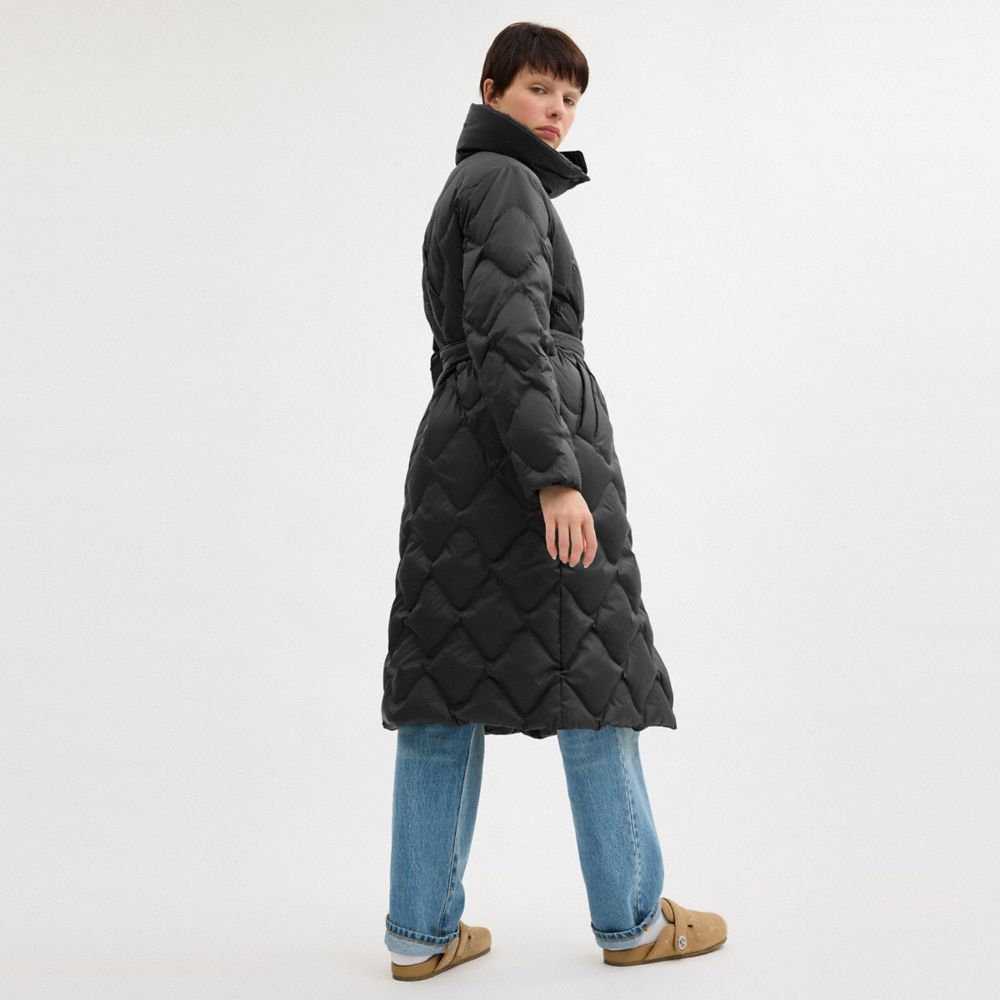 Quilted Long Puffer In Recycled Polyamide