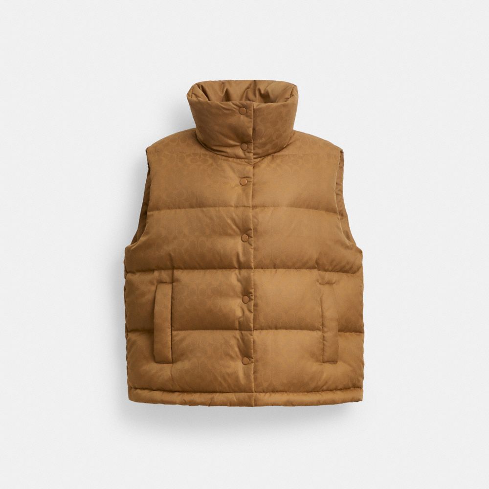 Signature Jacquard Puffer Vest In Recycled Polyamide