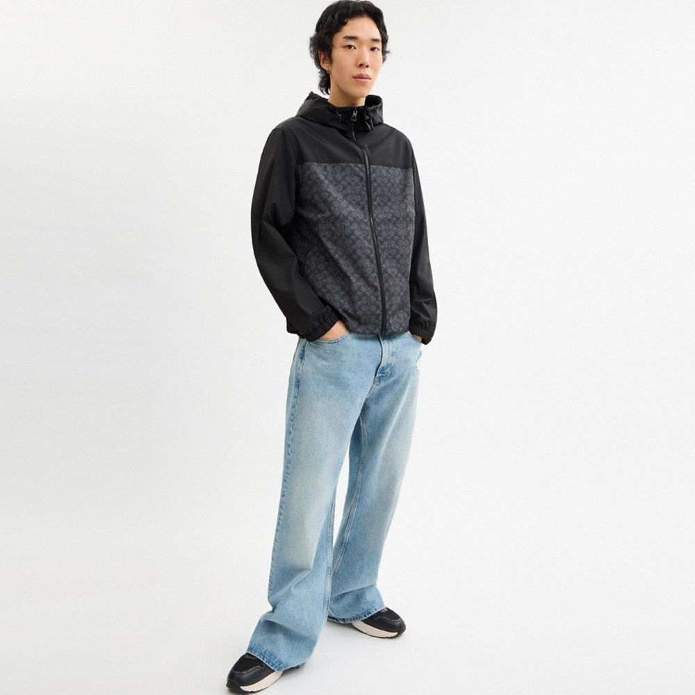 Signature Full Zip Windbreaker In Recycled Polyester