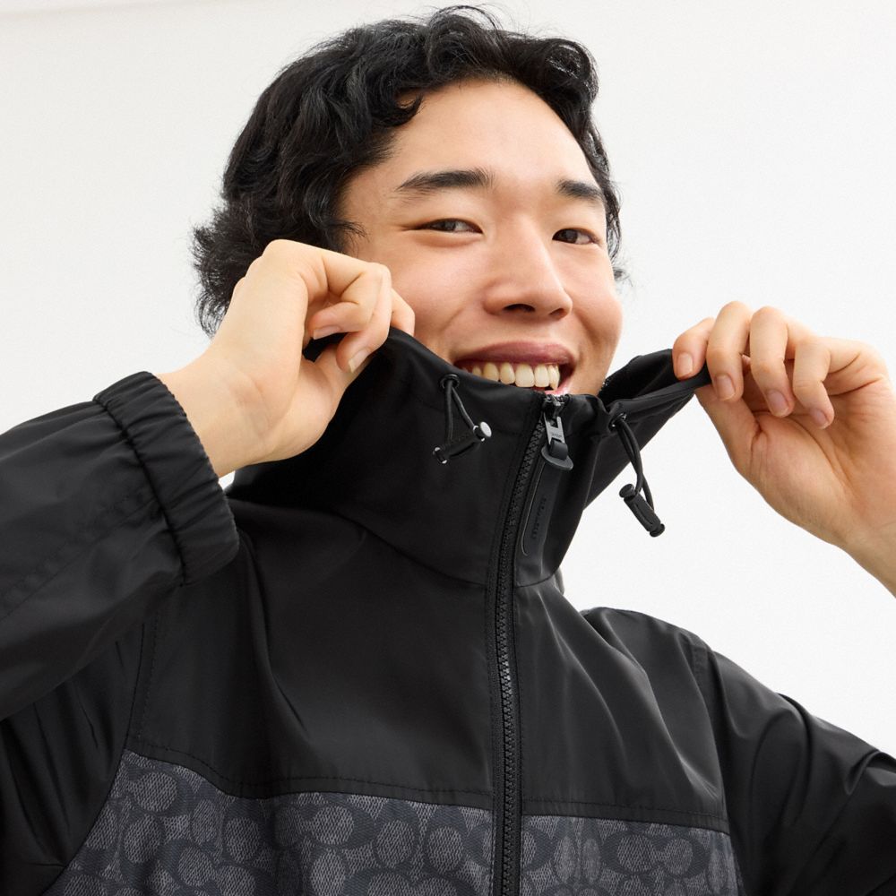 Signature Full Zip Windbreaker In Recycled Polyester