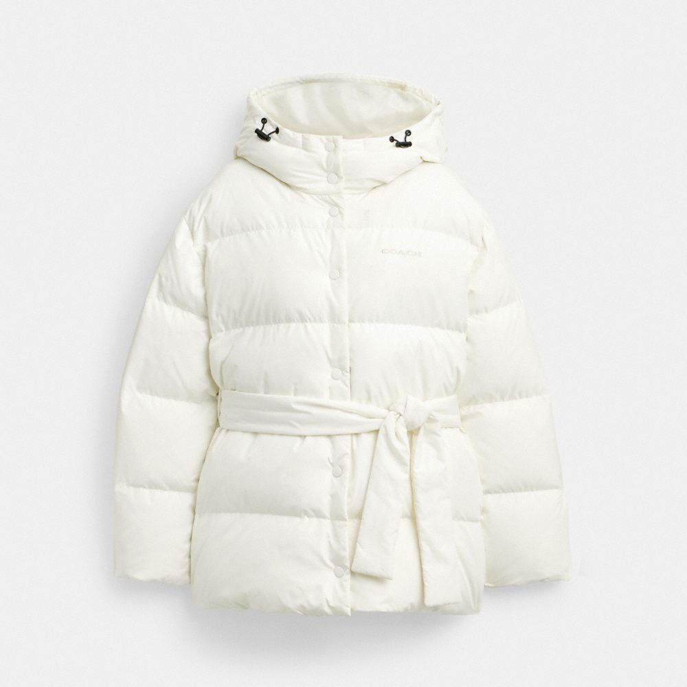Short Puffer With Belt In Recycled Polyester