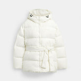Short Puffer With Belt In Recycled Polyester