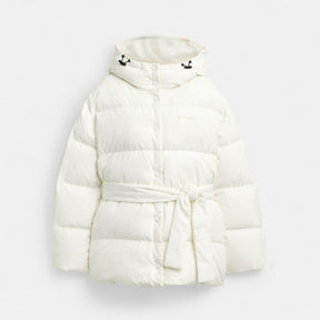 Short Puffer With Belt In Recycled Polyester