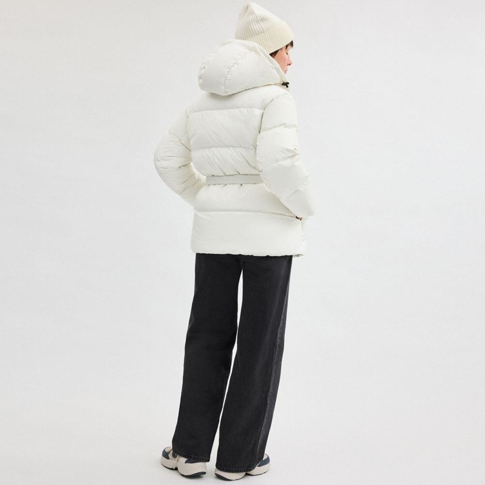Short Puffer With Belt In Recycled Polyester