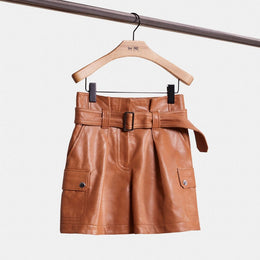 Restored Leather Belted Shorts