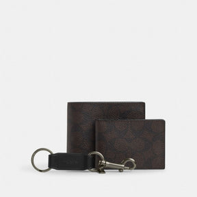Boxed 3 In 1 Wallet Gift Set In Signature Canvas