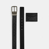 Boxed Card Case And Belt Set In Signature Canvas