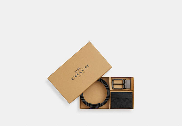 Boxed Card Case And Belt Set In Signature Canvas