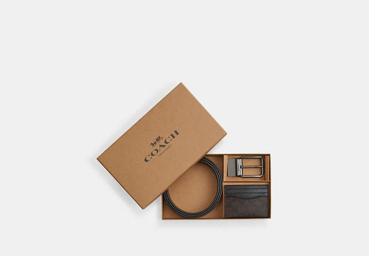 Boxed Card Case And Belt Set In Signature Canvas