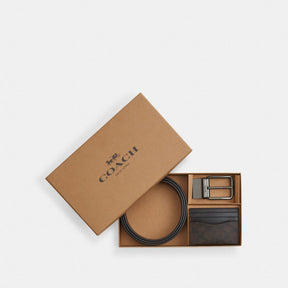 Boxed Card Case And Belt Set In Signature Canvas