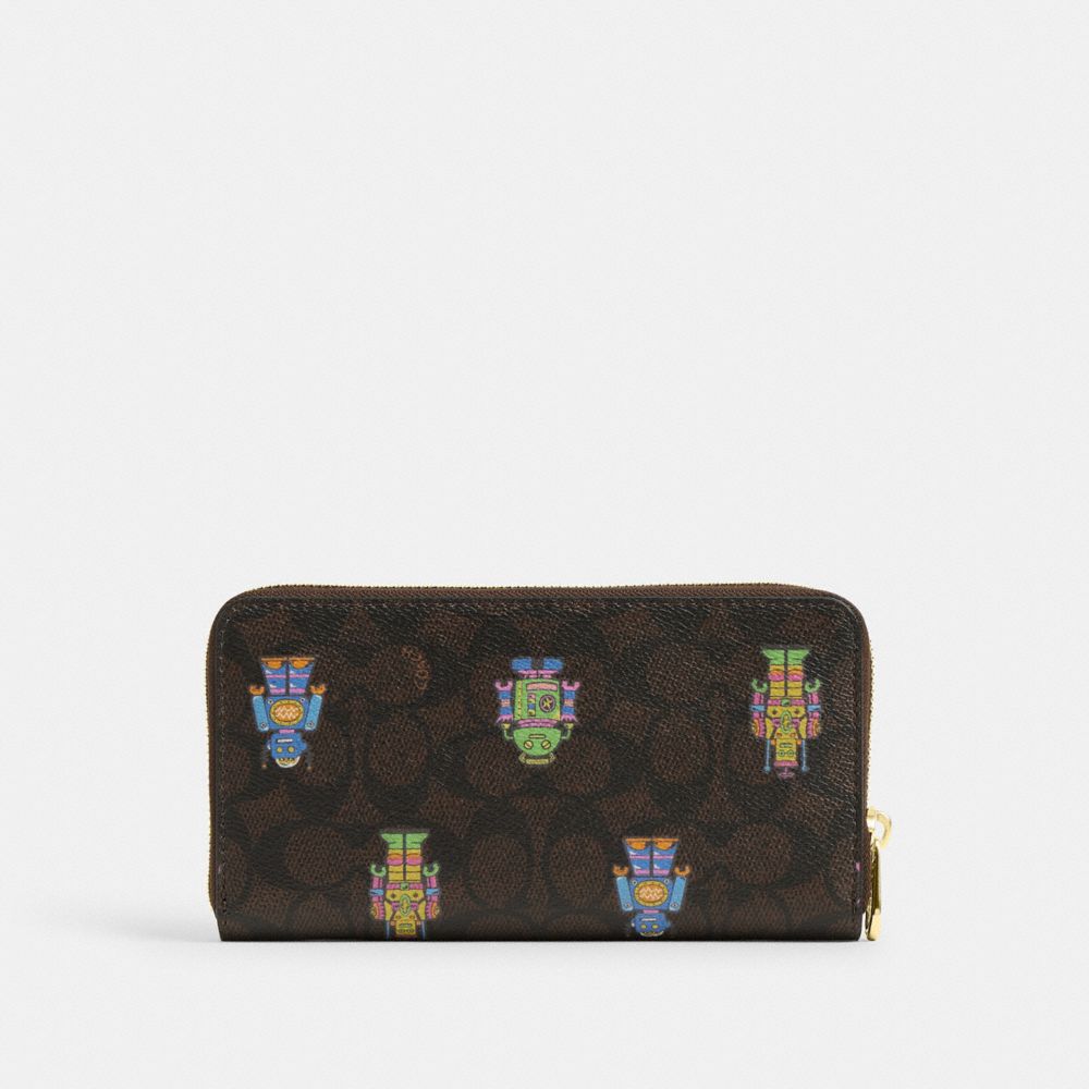 Cosmic Coach Long Zip Around Wallet In Signature Canvas With Robot Print