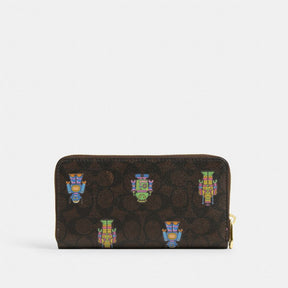 Cosmic Coach Long Zip Around Wallet In Signature Canvas With Robot Print
