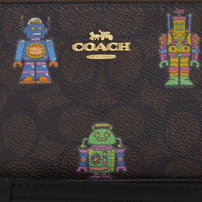 Cosmic Coach Long Zip Around Wallet In Signature Canvas With Robot Print