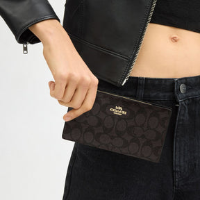 Slim Zip Wallet In Signature Canvas
