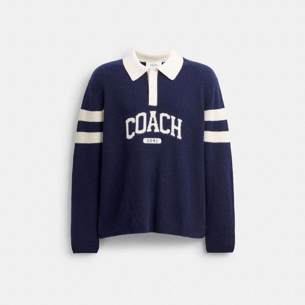 Knit Long Sleeve Graphic Polo