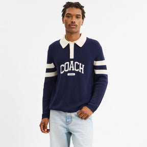Knit Long Sleeve Graphic Polo
