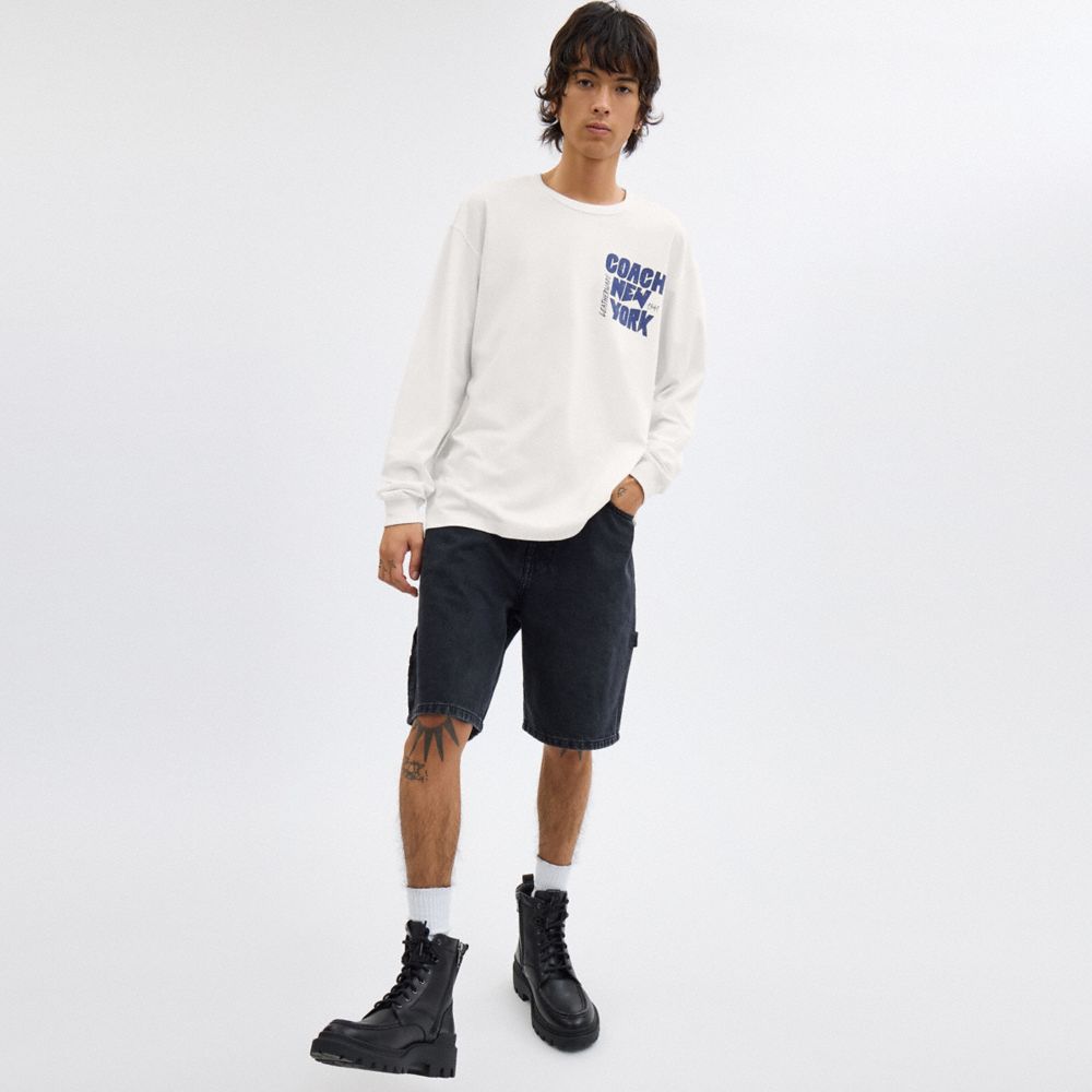 New York Graphic Long Sleeve T Shirt In Organic Cotton