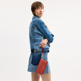 Long Zip Around Wallet In Signature Canvas