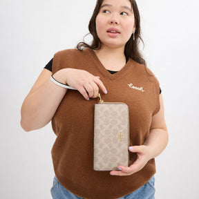 Long Zip Around Wallet In Signature Canvas