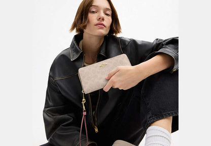 Long Zip Around Wallet In Signature Canvas