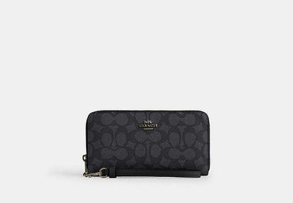 Long Zip Around Wallet In Signature Canvas