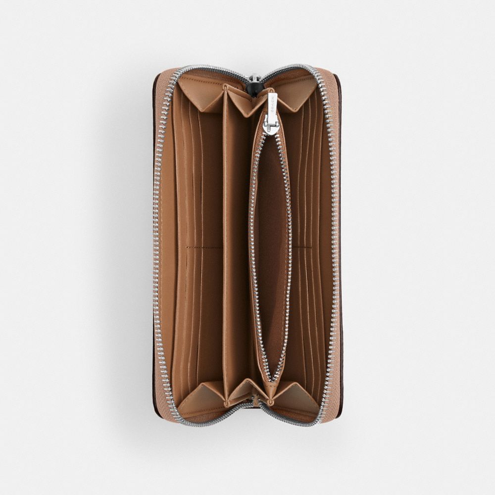 Long Zip Around Wallet In Signature Canvas With Stripe