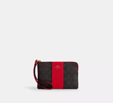 Corner Zip Wristlet In Signature Canvas With Stripe