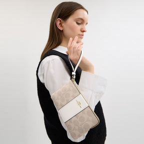 Corner Zip Wristlet In Signature Canvas With Stripe