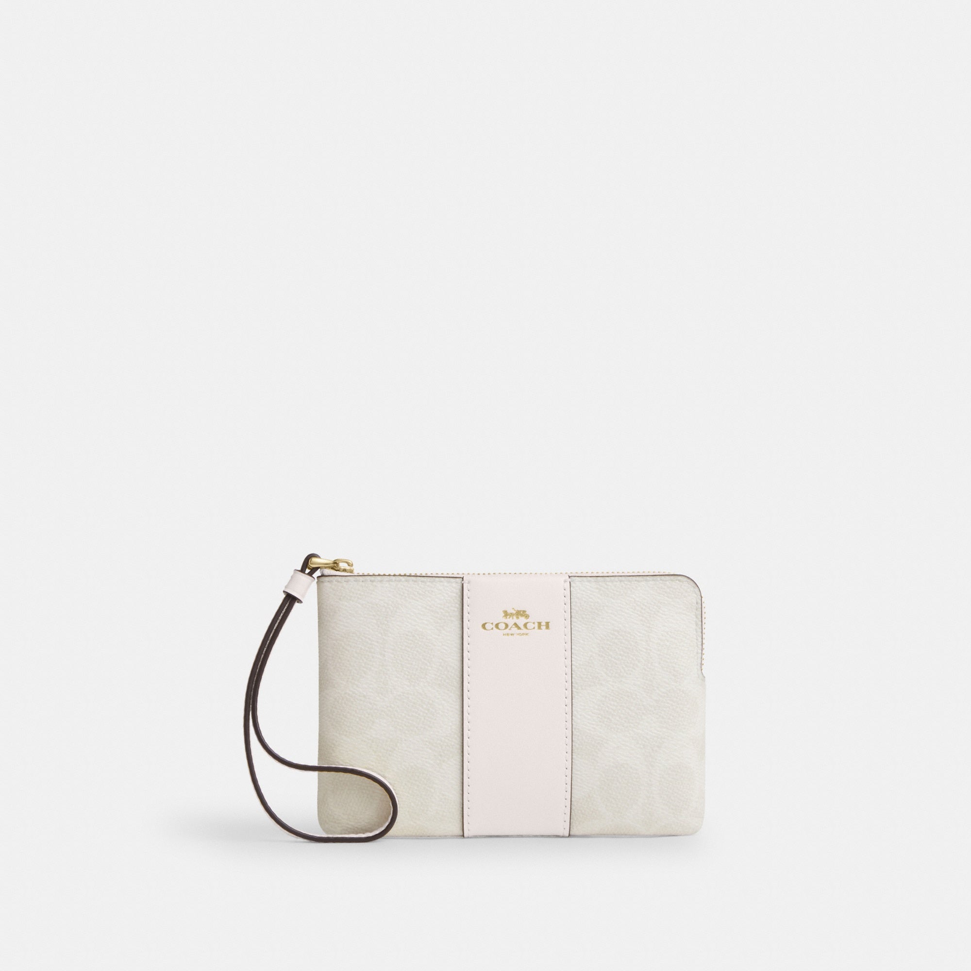 Corner Zip Wristlet In Signature Canvas With Stripe