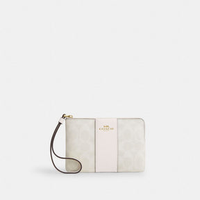 Corner Zip Wristlet In Signature Canvas With Stripe