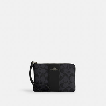 Corner Zip Wristlet In Signature Canvas With Stripe