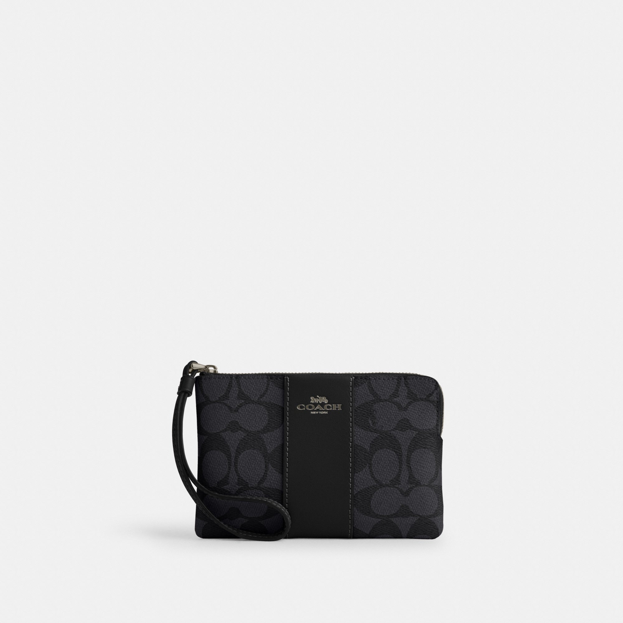 Corner Zip Wristlet In Signature Canvas With Stripe