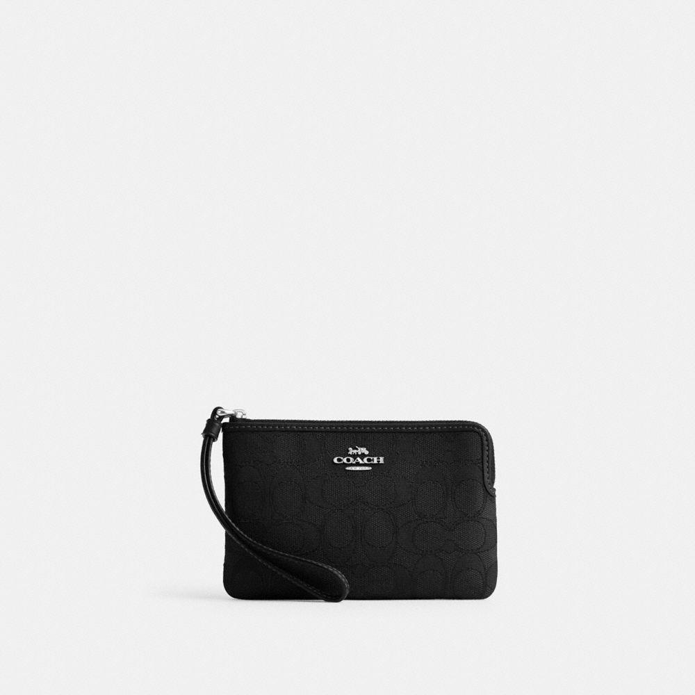 Corner Zip Wristlet In Signature Jacquard