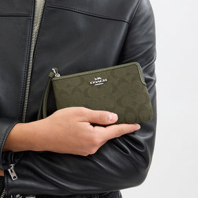 Corner Zip Wristlet In Signature Jacquard