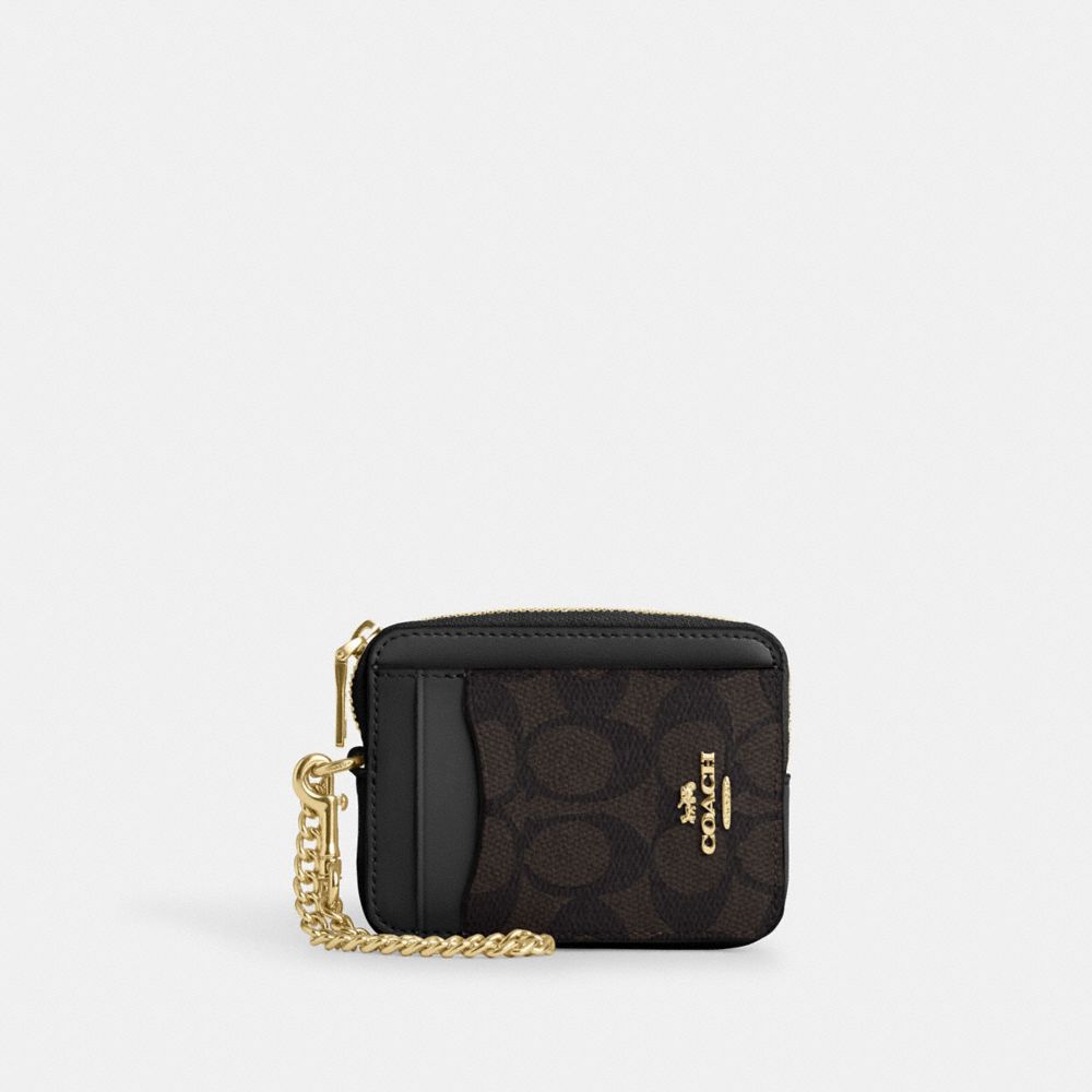 Zip Card Case In Signature Denim