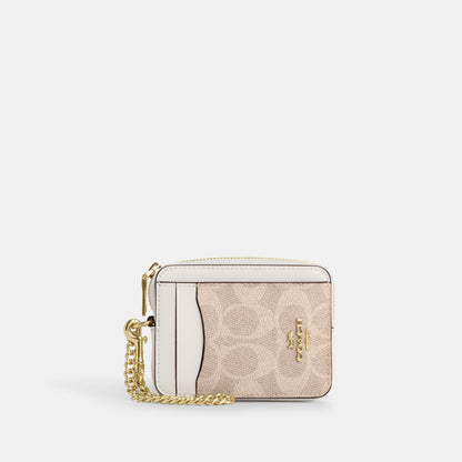 Zip Card Case In Signature Denim