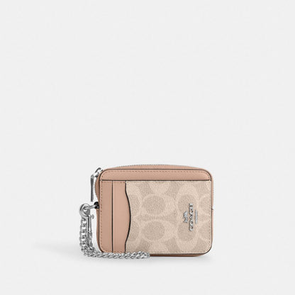 Zip Card Case In Signature Denim