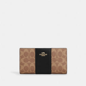 Slim Zip Wallet In Signature Canvas With Stripe