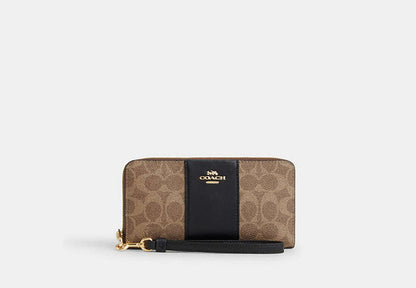 Long Zip Around Wallet In Signature Canvas With Stripe
