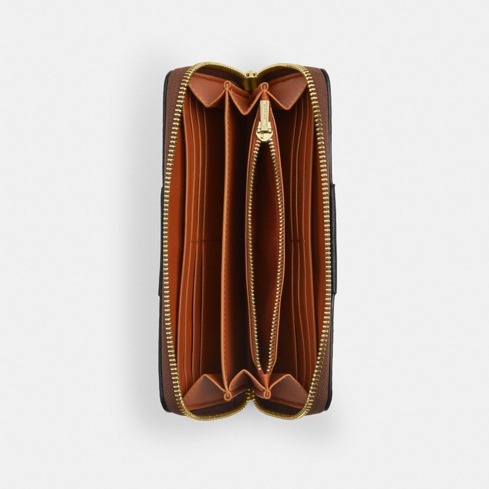 Long Zip Around Wallet In Signature Canvas With Stripe