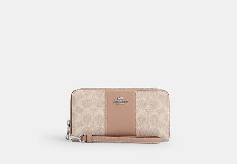 Long Zip Around Wallet In Signature Canvas With Stripe
