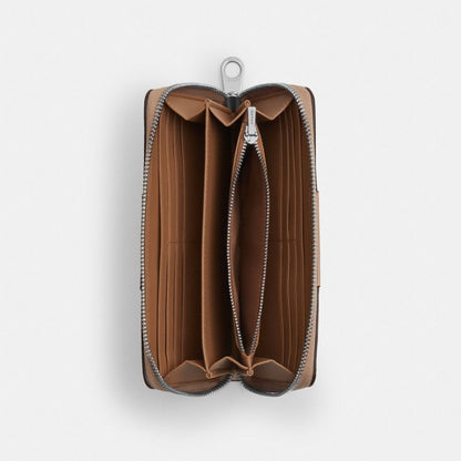 Long Zip Around Wallet In Signature Canvas With Stripe