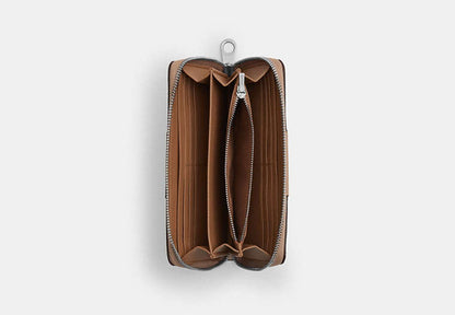 Long Zip Around Wallet In Signature Canvas With Stripe