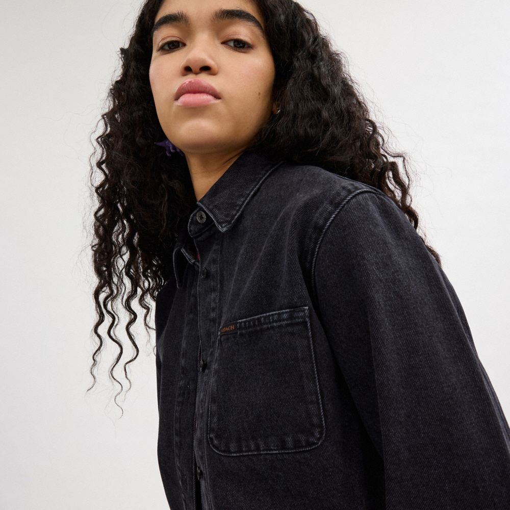 Cropped Denim Button Down In Organic Cotton