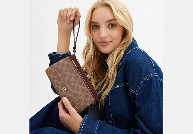 Double Zip Wallet In Signature Canvas