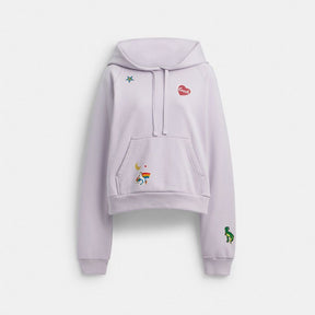 Shrunken Raglan Hoodie With Sticker Patches