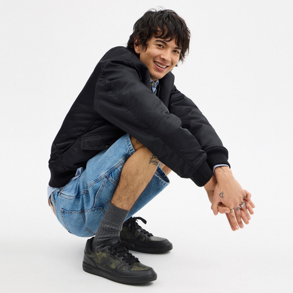 Clip Court Sneaker With Camo Print